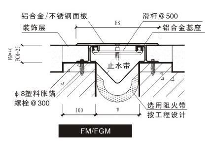 金属盖板型楼地面变形缝FM